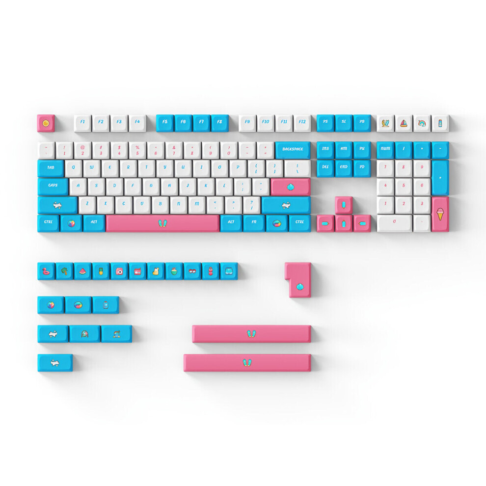 (XDA Profile) 128/129 Keys Colorful Summer Keycap Set Cherry/XDA Profile PBT Sublimation Keycaps for Mechanical Keyboards