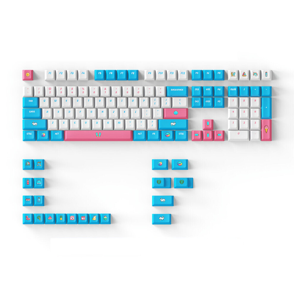 (Cherry Profile) 128/129 Keys Colorful Summer Keycap Set Cherry/XDA Profile PBT Sublimation Keycaps for Mechanical Keyboards