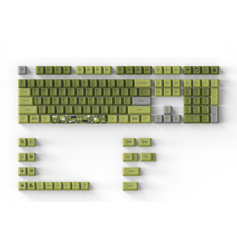 (Mustard Olive) 128 Keys Multicoloured PBT Keycap Set Cherry Profile Sublimation Cutom Keycaps for Mechanical Keyboards