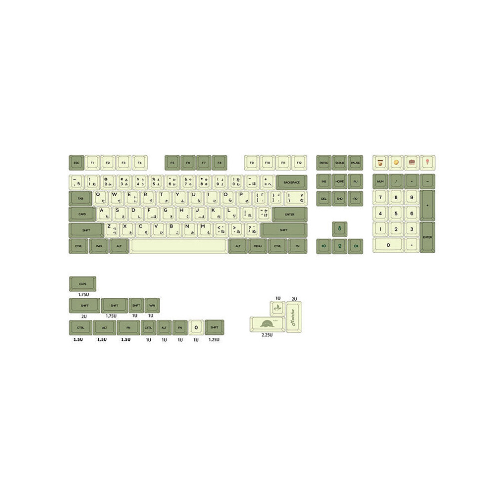 (Japanese) 124 Keys Matcha Keycap Set Xda Profile Pbt Sublimation Japanese/Korean/Russian Keycaps For Mechanical Keyboard 6112212797457