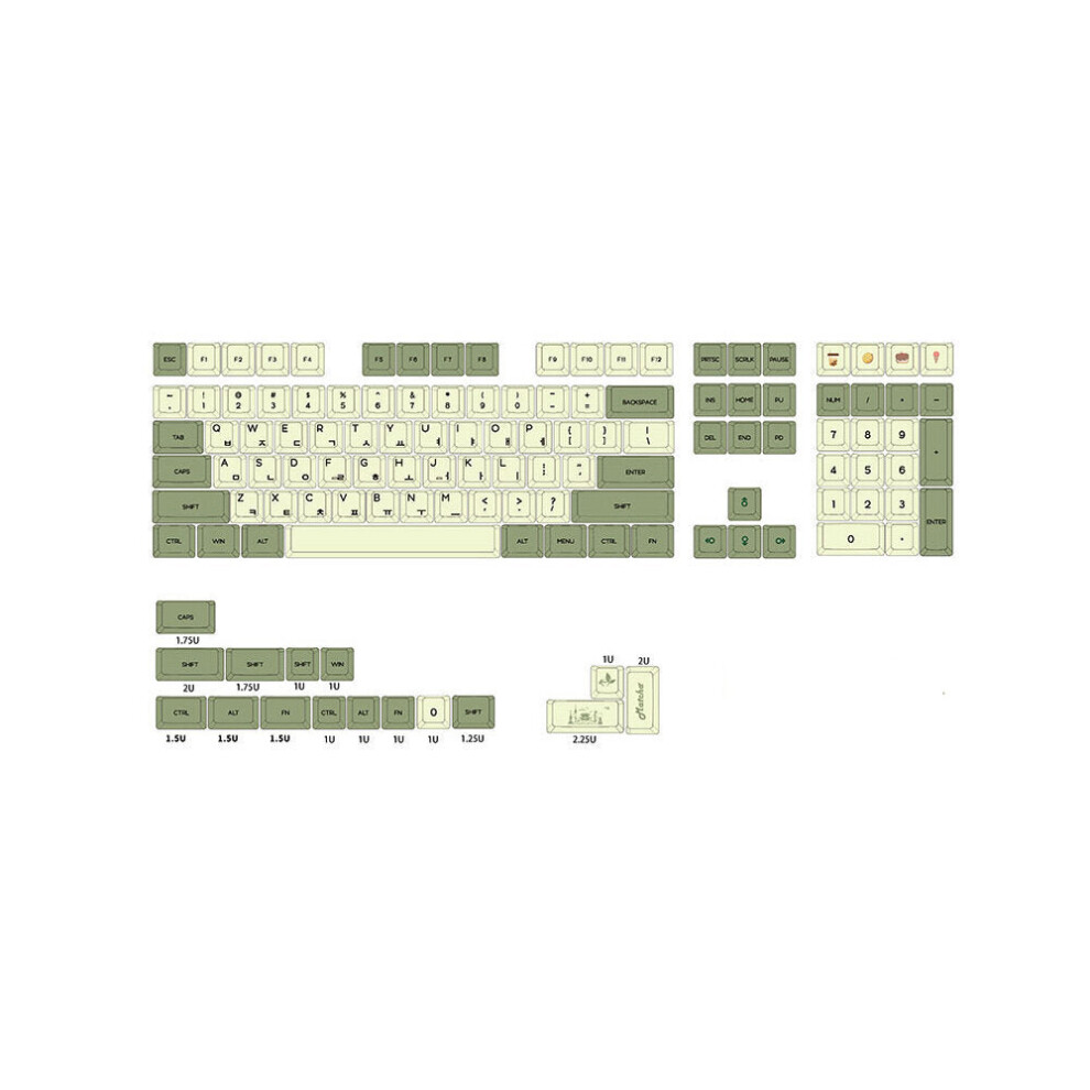 (Korean) 124 Keys Matcha Keycap Set Xda Profile Pbt Sublimation Japanese/Korean/Russian Keycaps For Mechanical Keyboard 6112212797440