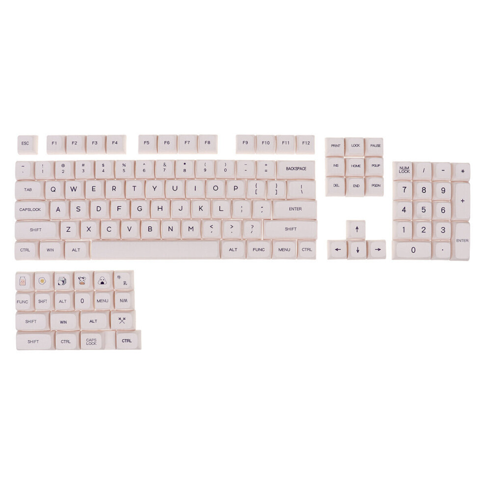 (English) 124 Keys Milk PBT Keycap Set Sublimation XDA Profile English/Japanese Custom Keycaps for Mechanical Keyboard