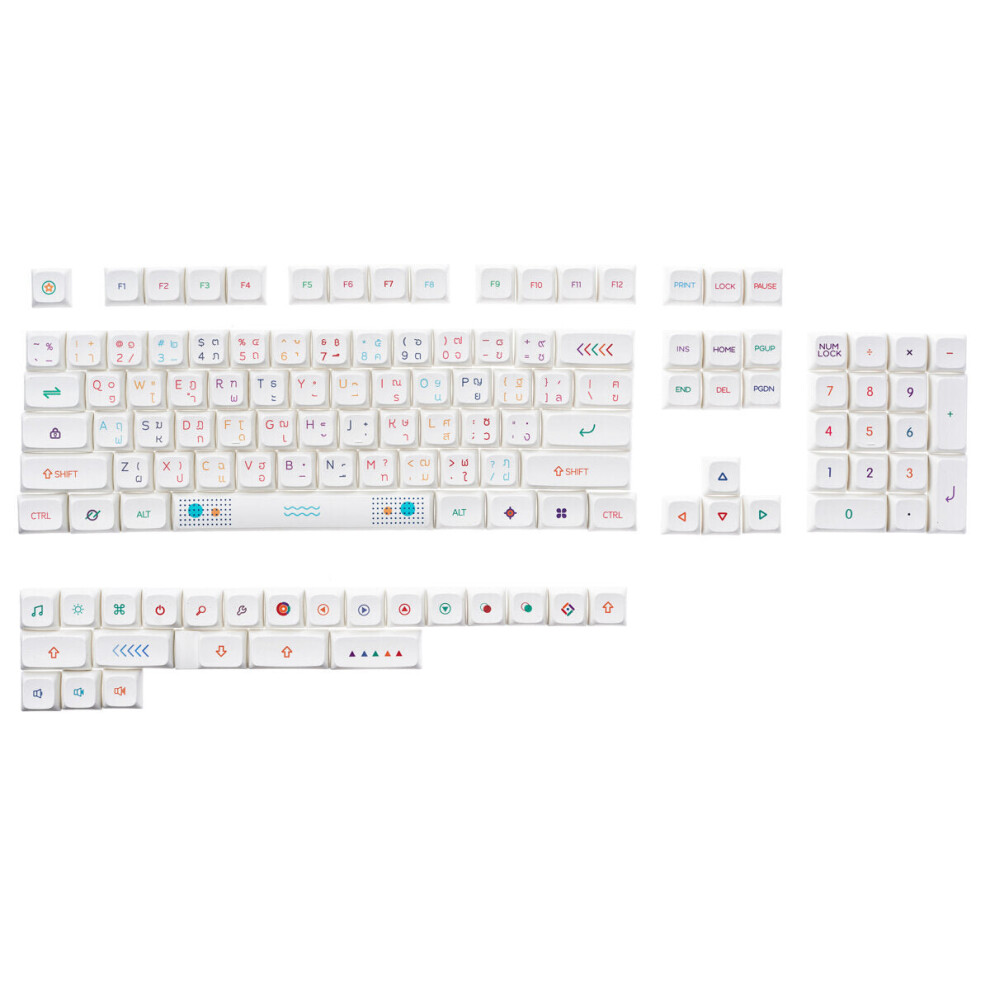 127 Keys Neon PBT Keycap Set XDA Profile Sublimation Thai Custom Keycaps for Mechanical Keyboard