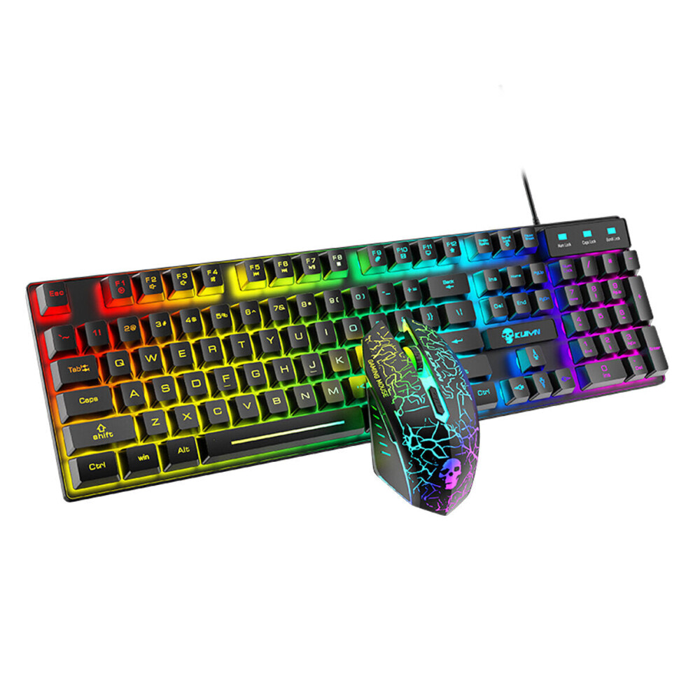 (Black) 104 Keys Gaming Keyboard USB Wired RGB Luminous Backlight Mechanical Feel Keyboard for Computer PC Laptop