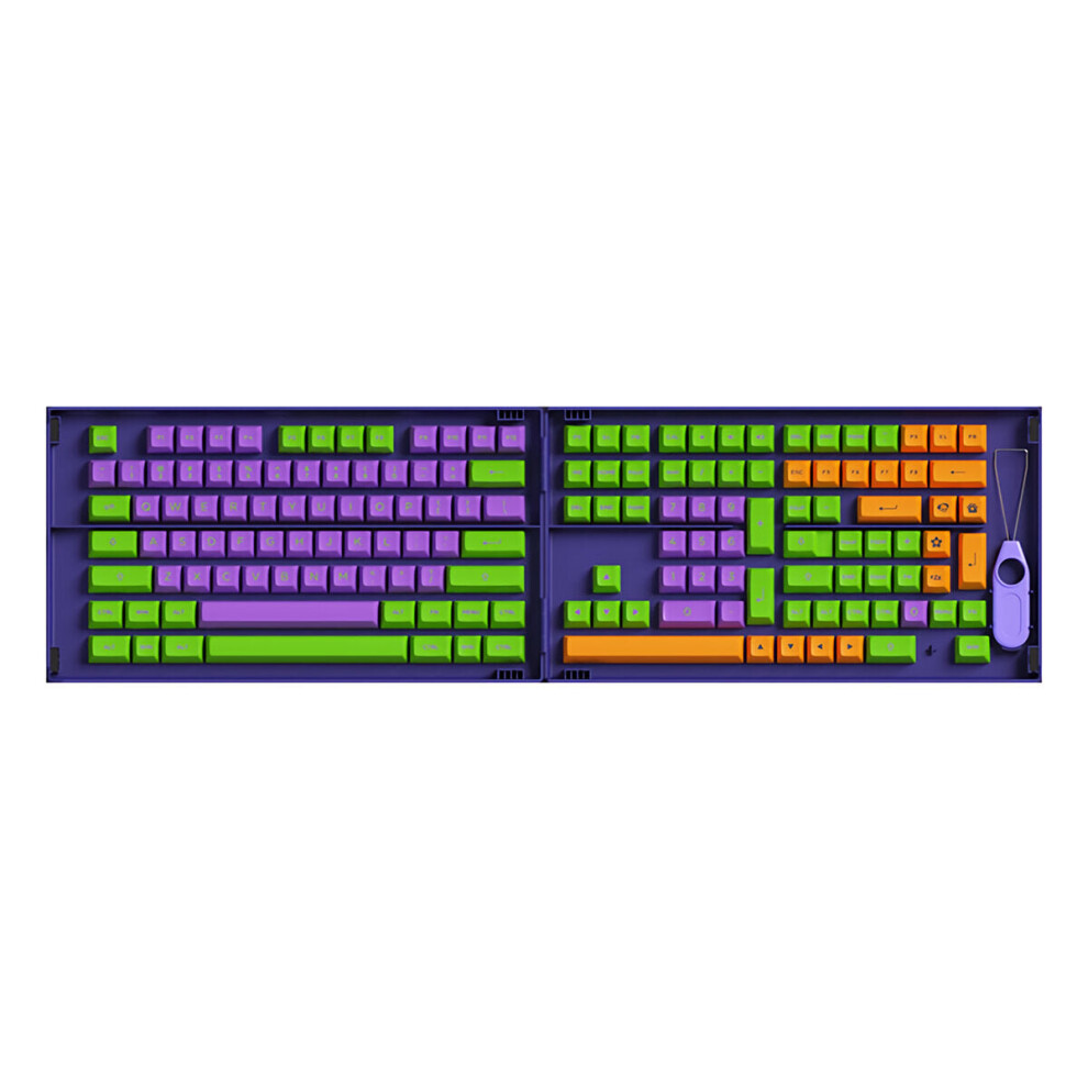 (Purple & Green) 158 Keys Ballcap Keycap Set ASA Profile PBT Two Color Molding Keycaps for Mechanical Keyboards