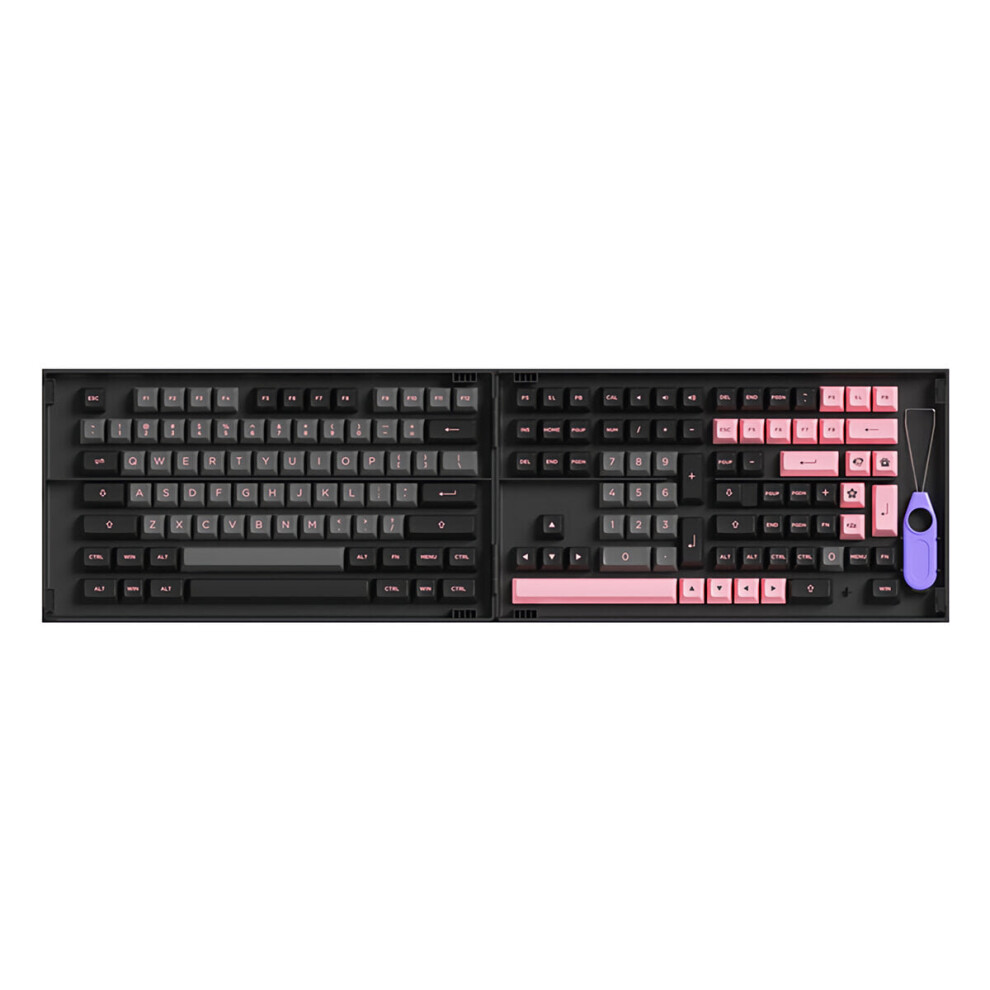 (Black & Pink) 158 Keys Ballcap Keycap Set ASA Profile PBT Two Color Molding Keycaps for Mechanical Keyboards