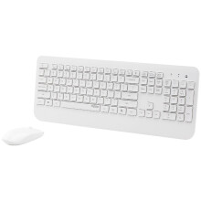 (White) 2.4G Wireless Keyboard Mouse Combo 105 Keys Waterproof Keyboard 1000DPI Silent Portable Optical Mice with USB Receiver Set for Laptop PC Notebook