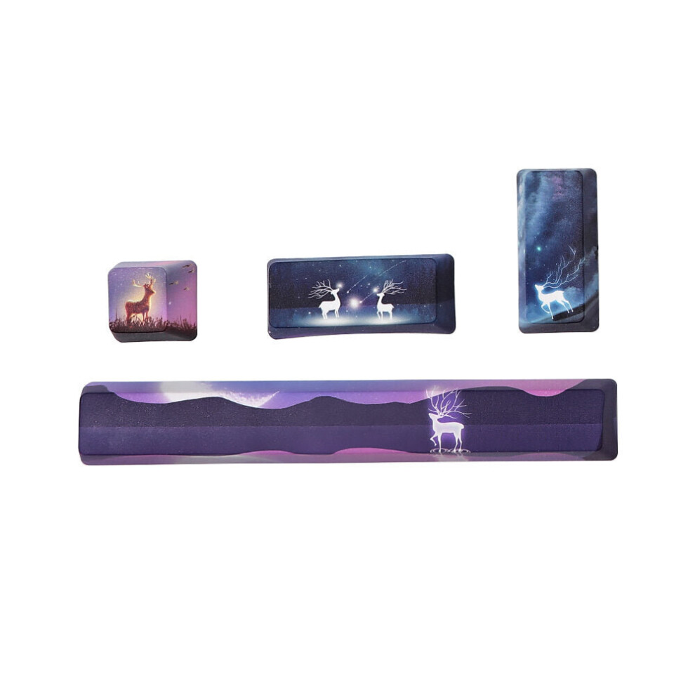 (Deer) 4 Keys Personalized Pbt Keycap Set Oem Profile Five-Sided Sublimation Space 6.25U + Esc 1U + Enter 2U Custom Keycaps For Mechanical Keyboards 6112212796115