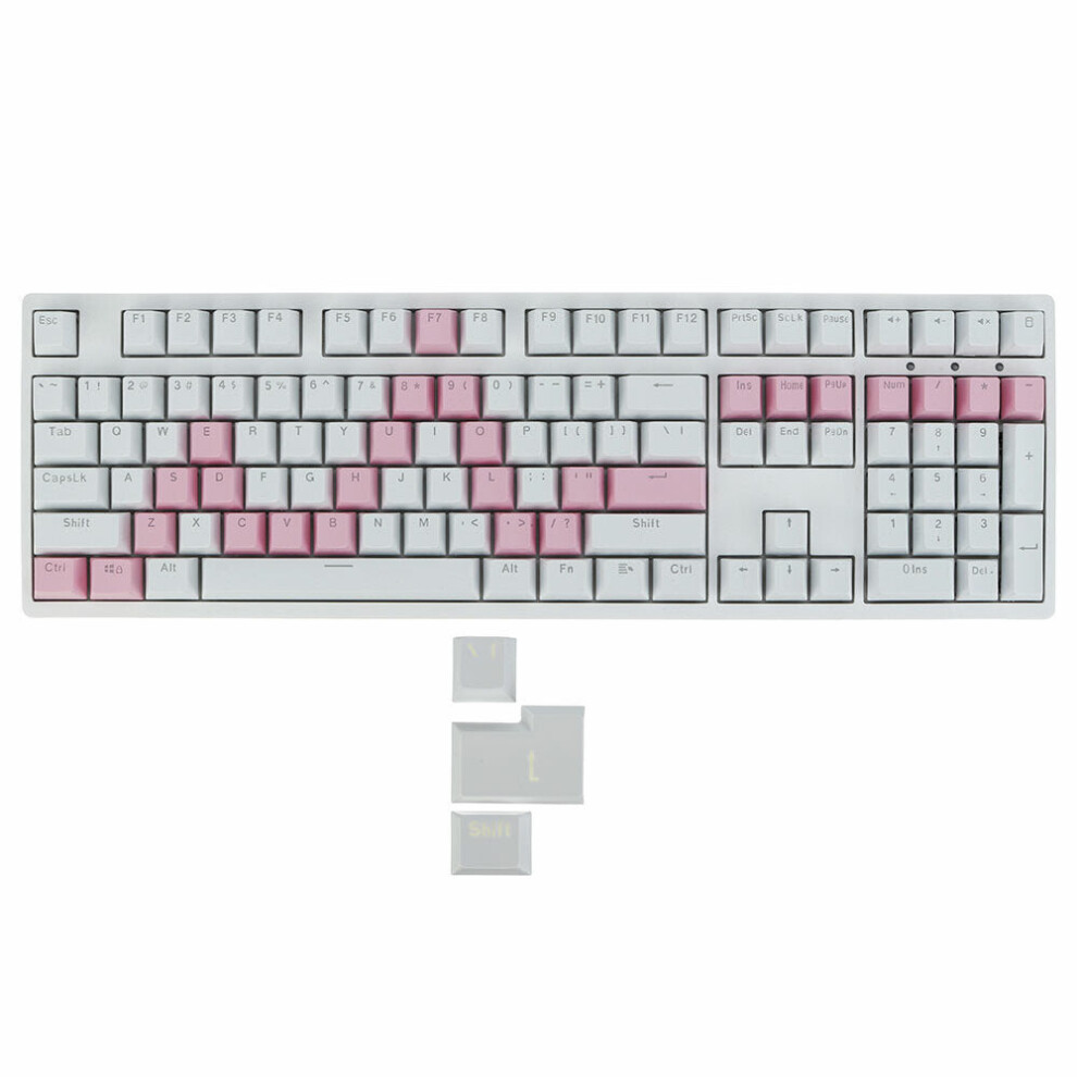 (Pink & White) 111 Keys Color Matching Keycap Set OEM Profile ABS Translucent Keycaps for Mechanical Keyboards