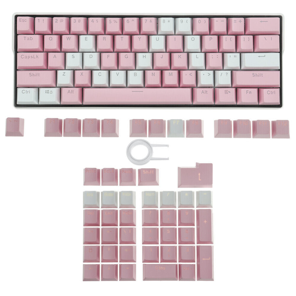 (White & Pink) 111 Keys Color Matching Keycap Set OEM Profile ABS Translucent Keycaps for Mechanical Keyboards