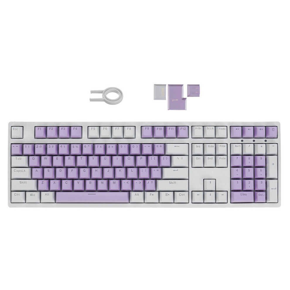 (Purple & White) 111 Keys Color Matching Keycap Set OEM Profile ABS Translucent Keycaps for Mechanical Keyboards