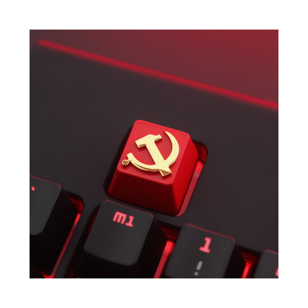 (Type1) 1Pc Customized Keycap Soviet Theme Embossed Zinc-aluminum Alloy Metal Keycap Mechanical Keyboard R4 Height Keycap for Cherry MX Switch