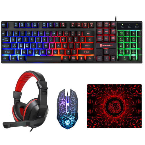 4 IN 1 Keyboard Mouse Headset Mousepad Combo for PC Computer Gamer 1