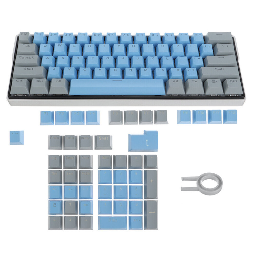 (Blue & Grey) 111 Keys Color Matching Keycap Set OEM Profile ABS Translucent Keycaps for Mechanical Keyboards