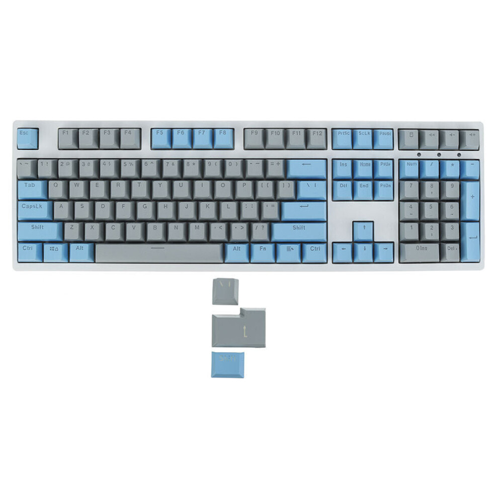 (Grey & Blue) 111 Keys Color Matching Keycap Set OEM Profile ABS Translucent Keycaps for Mechanical Keyboards