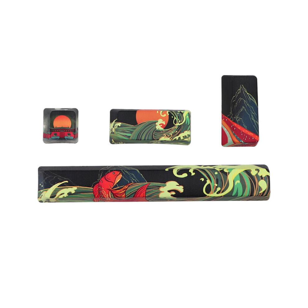 (Koi Carp) 4 Keys Personalized Pbt Keycap Set Oem Profile Five-Sided Sublimation Space 6.25U + Esc 1U + Enter 2U Custom Keycaps For Mechanical Keyboar 6112212796122