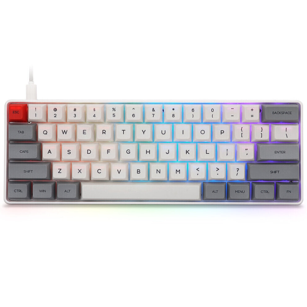 (Grey) 104 Keys Wired Mechanical Keyboard Blue Switch Metal Panel 22 Backlight Effects Gaming Keyboard