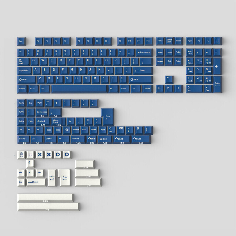 (Blue) 173 Keys Ocean ABS Keycap Set Cherry Profile Two Color Molding Custom Keycaps for Mechanical Keyboards