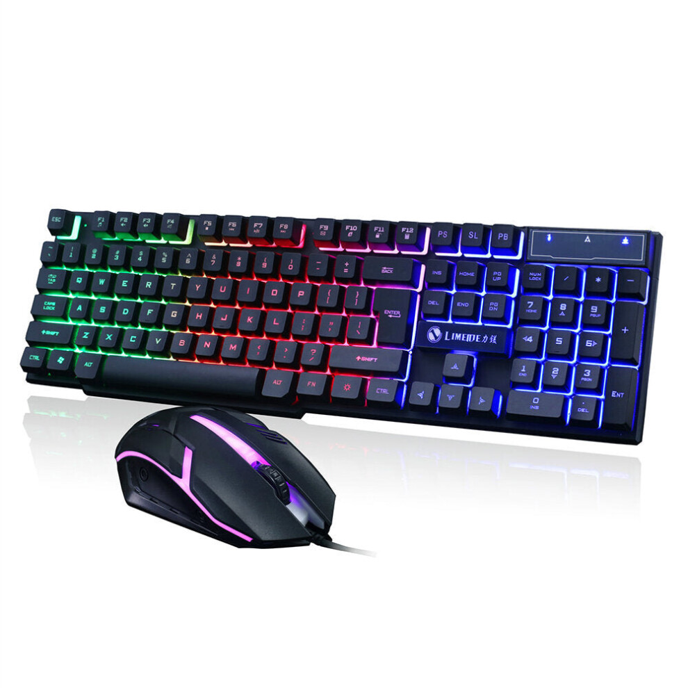 104 Keys Keyboard USB Wired RGB Backlight Desktop Keyboard Mouse Combo Gaming for PC Laptop Gamer