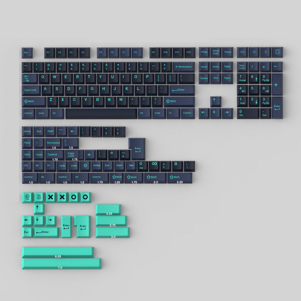 (Black) 173 Keys Ocean Abs Keycap Set Cherry Profile Two Color Molding Custom Keycaps For Mechanical Keyboards Black 6112212796337