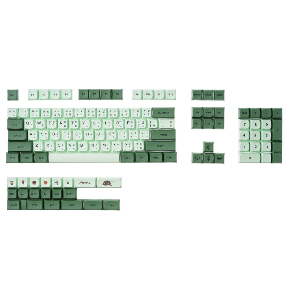 124 Keys PBT Dye Sublimation Keycaps Set XDA Profile Thai Japanese Style Tinted keyboard Keycaps for Mechanical Keyboard