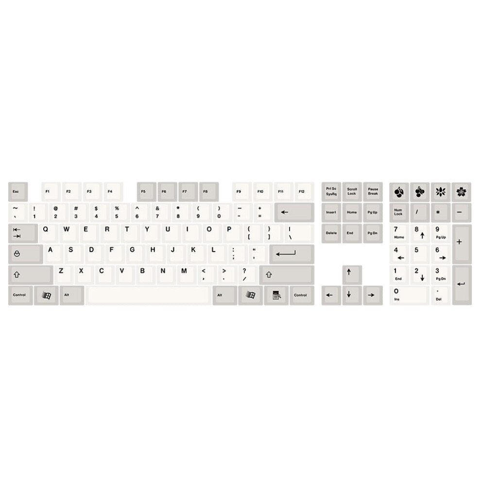 (without Radical) 108 Keys Gray&White PBT Keycap Set OEM Profile Sublimation Japanese Custom Keycaps for Mechanical Keyboards