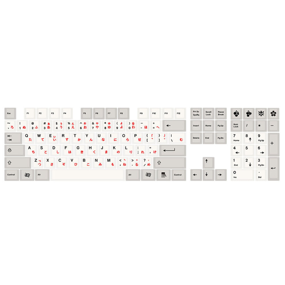 (with Radical) 108 Keys Gray&White PBT Keycap Set OEM Profile Sublimation Japanese Custom Keycaps for Mechanical Keyboards