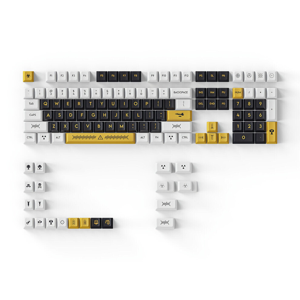 (White) 128 Keys Electronic Game PBT Keycap Set Cherry Profile Five-sided Sublimation Custom Keycaps for Mechanical Keyboards