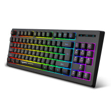 (Black) 2.4G Wireless Keyboard 87 Keys Multimedia Function RGB Backlit Rechargeable Keyboard for Computer Laptop Home Office