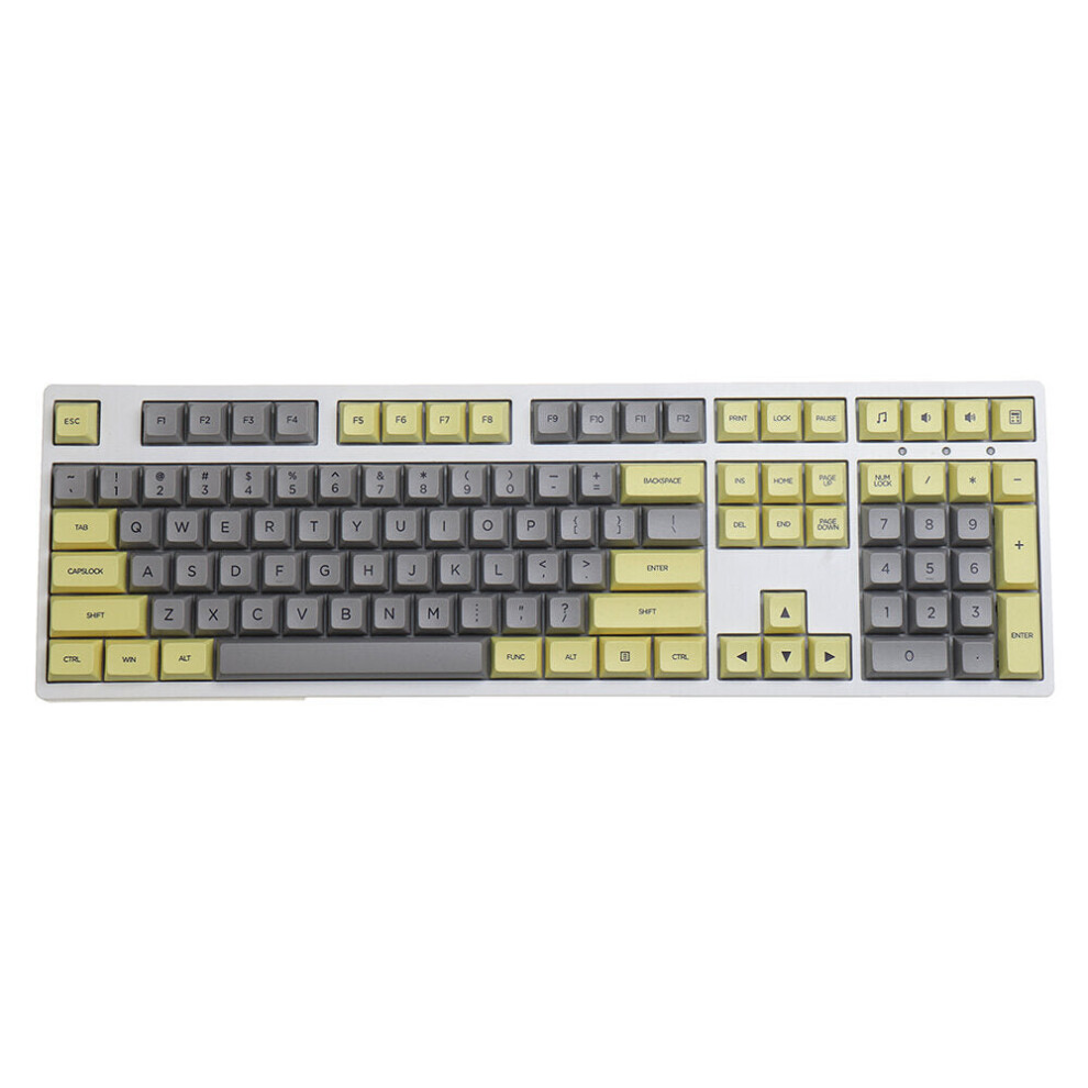 (Grey & Yellow) 109 Keys Color Matching Keycap Set XDA Profile PBT Sublimation Keycaps for Mechanical Keyboards