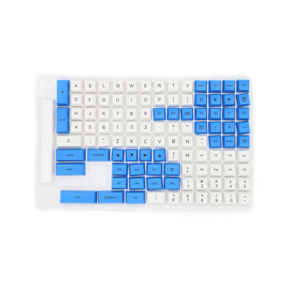 (Blue & White) 109 Keys Color Matching Keycap Set XDA Profile PBT Sublimation Keycaps for Mechanical Keyboards