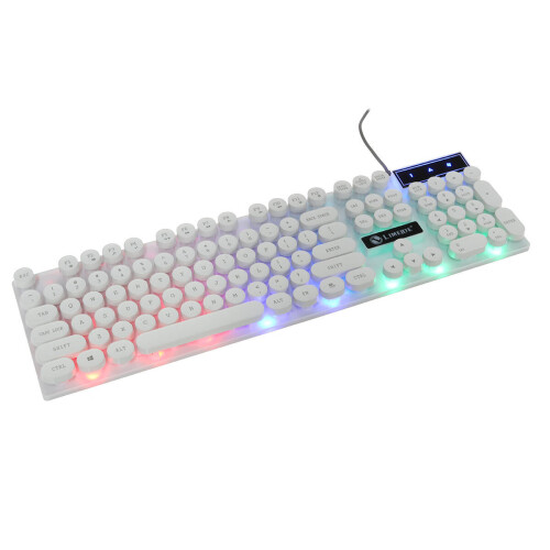 (White) 104 Keys Circular KeyCap Backlit Gaming Keyboard and Mouse Combo 1