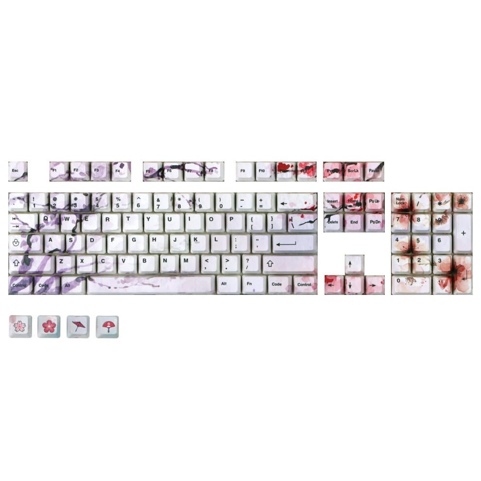 108 Keys Tree&Flower Keycap Set OEM Profile PBT Sublimation Keycaps for Mechanical Keyboards