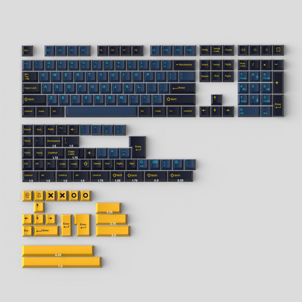 (Nautilus) 173 Keys Color Matching ABS Keycap Set Cherry Profile Two Color Molding Custom Keycaps for Mechanical Keyboards