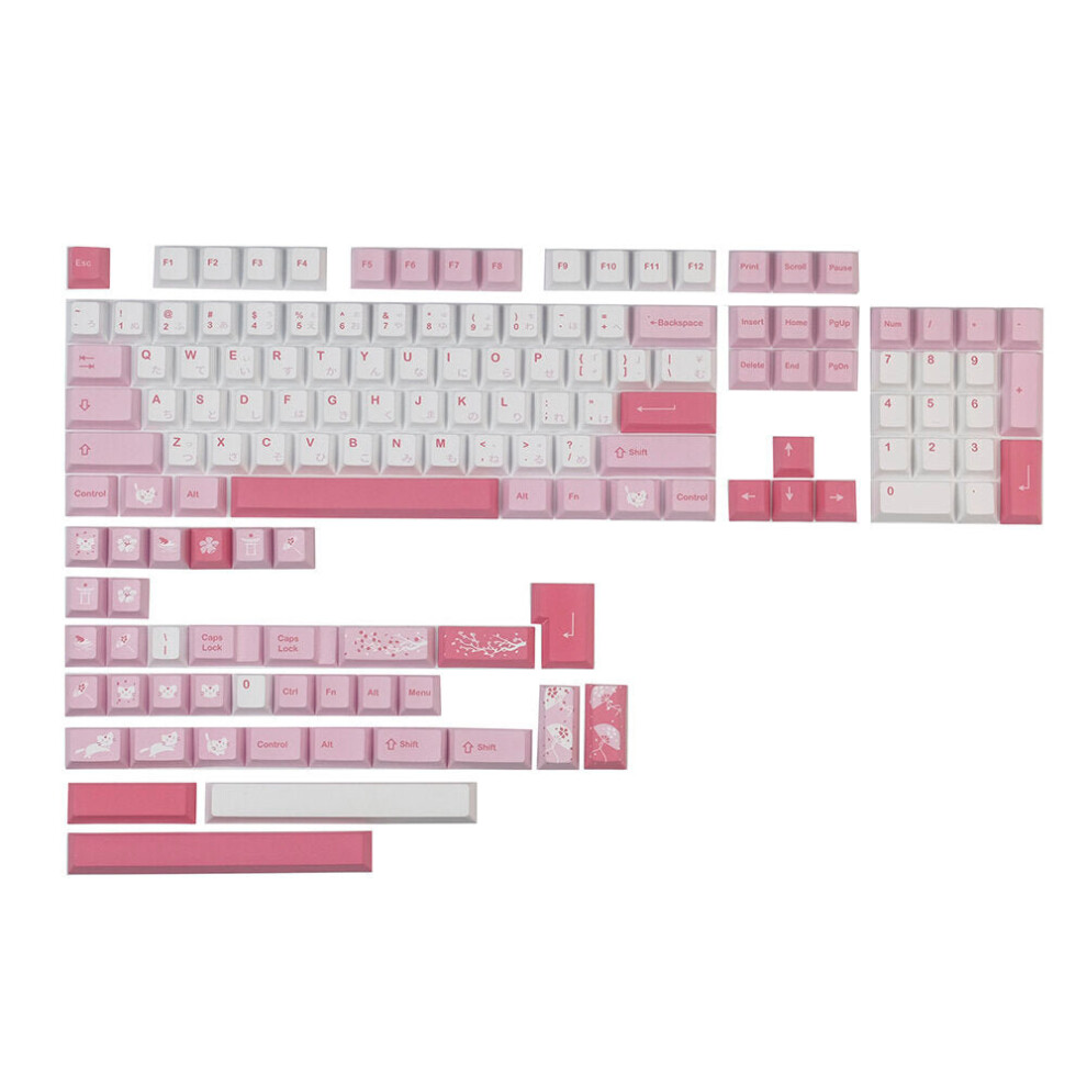 141 Keys Cat Keycap Set Cherry Profile Pbt Sublimation Japanese Custom Keycaps For Mechanical Keyboards Pink 6112212796696