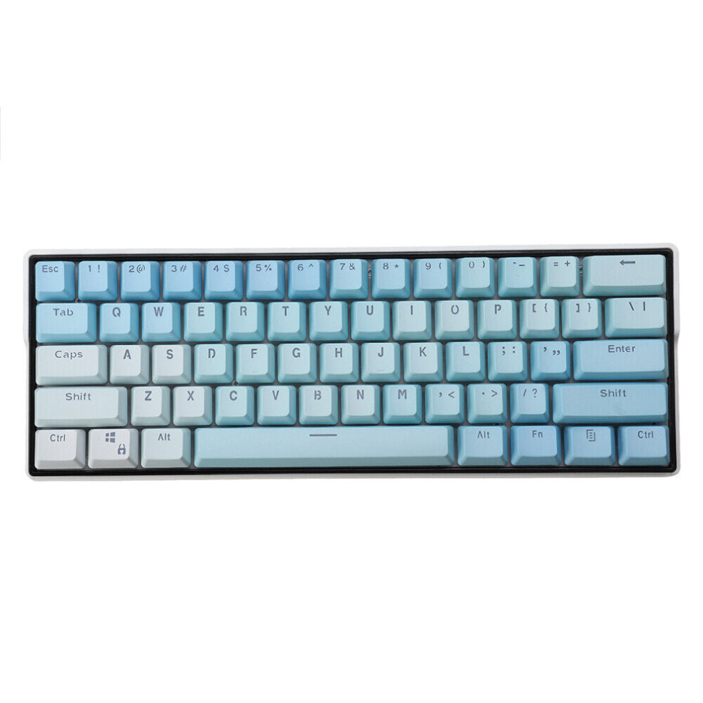 (Blue) 104 Keys Rainbow Color Keycap Set OEM Profile PBT Sublimation Transparent Keycaps for Mechanical Keyboards