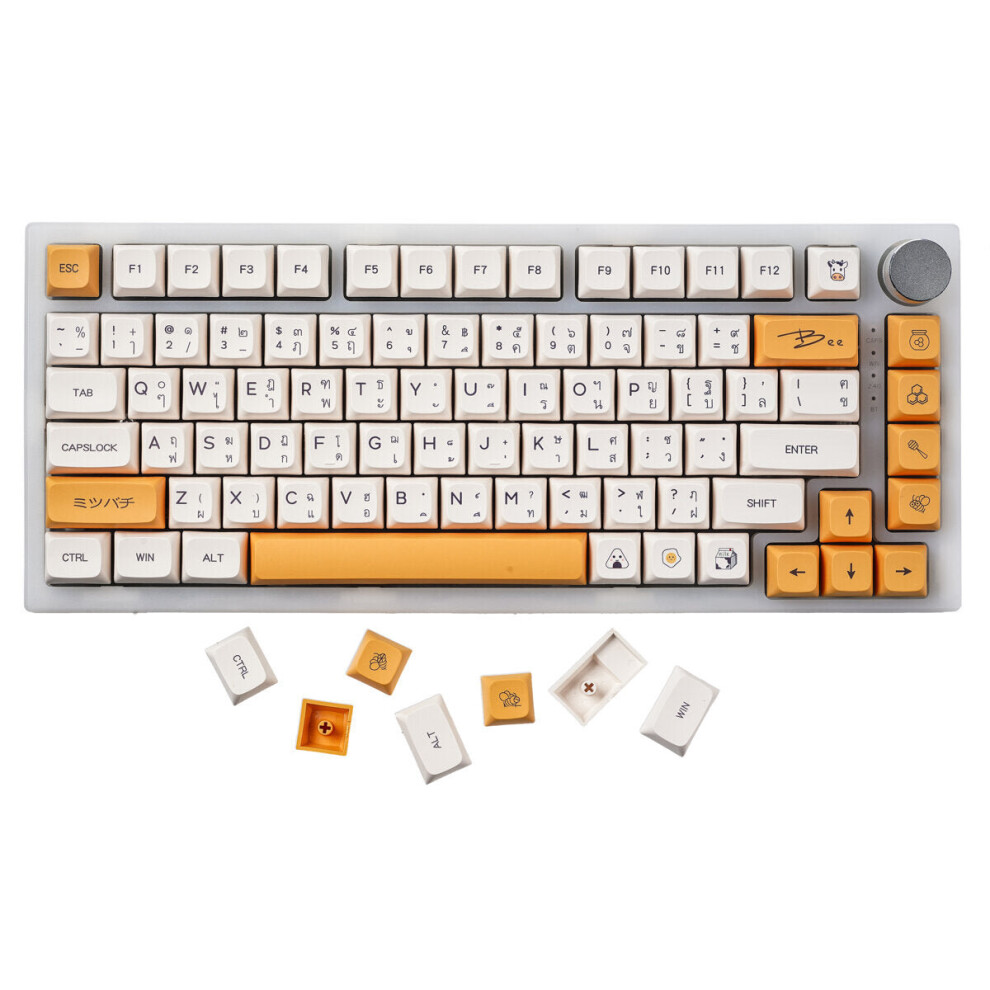 140 Keys Honey Milk PBT Keycap Set XDA Profile Subliamtion Thai/English/Japanese Keycaps for Mechanical Keyboards