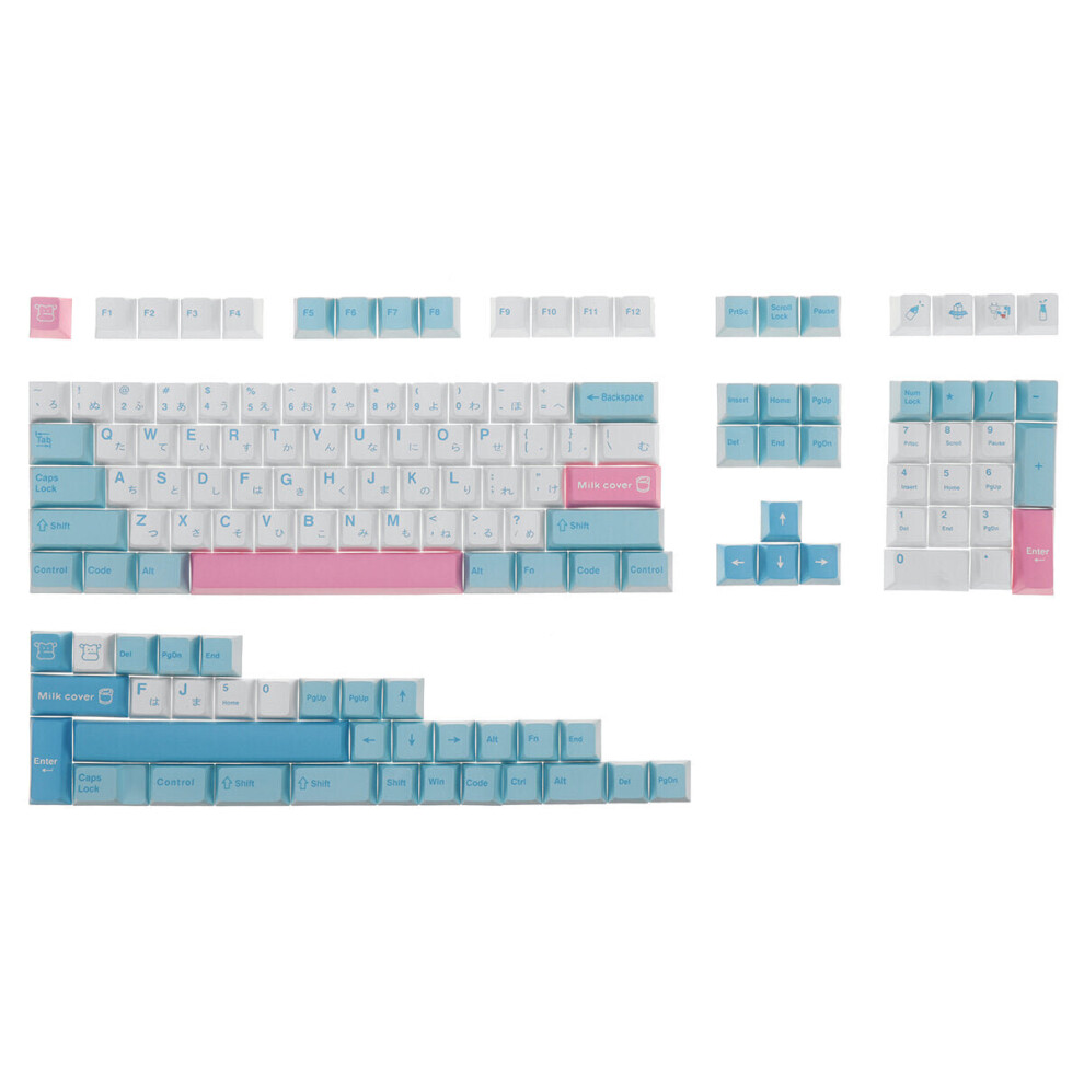 142 Keys Milk Cover Keycap Set Pbt Sublimation Cherry Profile Japanese Custom Keycaps For Mechanical Keyboard 6112212796665