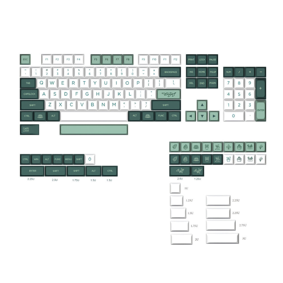 147 Keys Botanical Garden PBT Keycap Set XDA Profile Five-sided Sublimation Custom Keycaps for Mechanical Keyboards