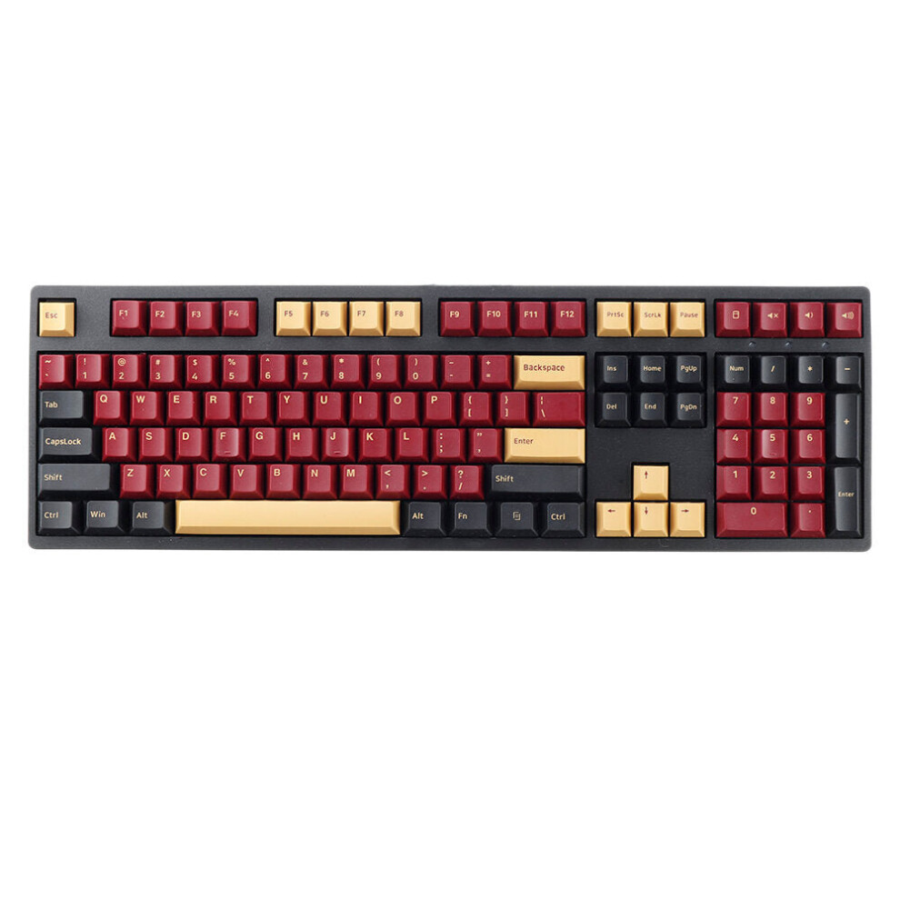 (Black/Red) 166 Keys Color Matching Keycap Set Cherry Profile PBT Two Color Molding Keycaps for Mechanical Keyboard