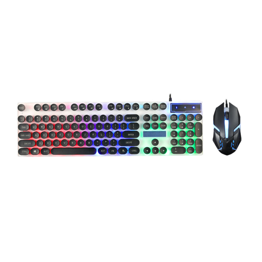 (Black) 104 Keys Circular Keycap Backlit Gaming Keyboard And Mouse Combo Black 6112212790113