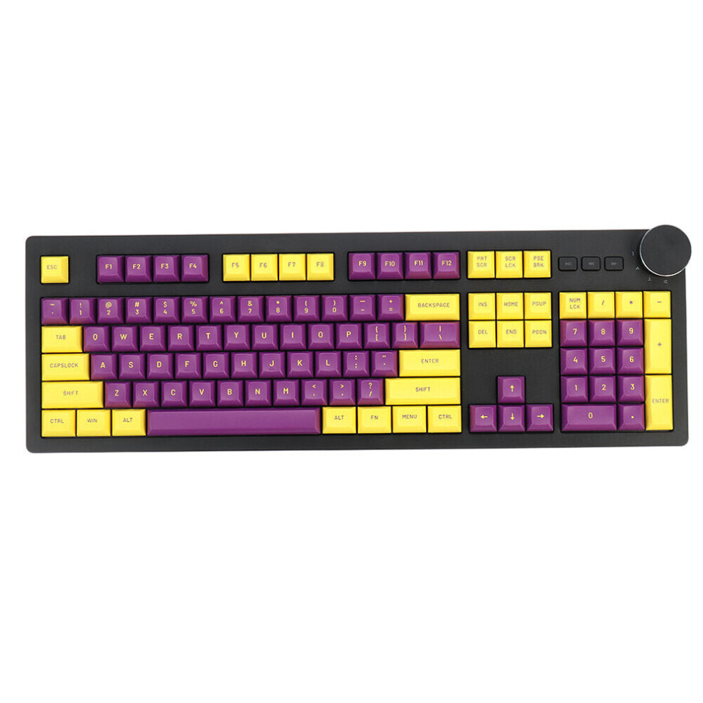 (Purple) 144 Keys Purple & Golden Keycap Set AFD Profile ABS Two Color Molding Keycaps for Mechanical Keyboards