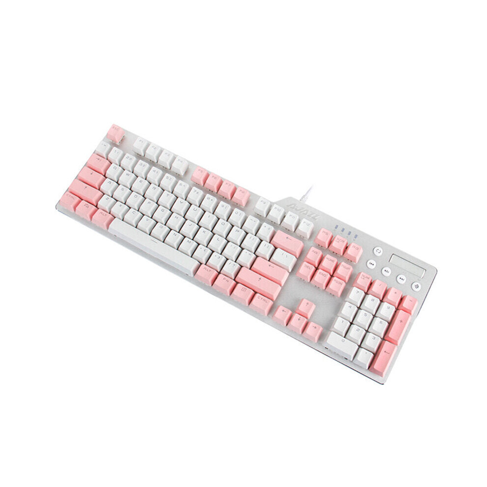 (Pink) 104 Keys Translucent Keycap Set PBT Matte Texture Color Matching Keycaps for Mechanical Keyboards