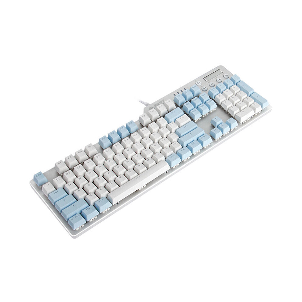 (Blue) 104 Keys Translucent Keycap Set PBT Matte Texture Color Matching Keycaps for Mechanical Keyboards