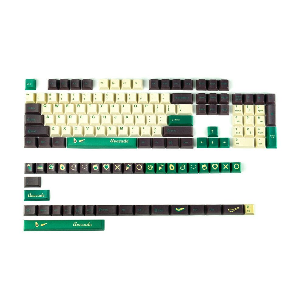 142 Keys Avocado Keycap Set Cherry Profile PBT Sublimation Keycaps for Mechanical Keyboards