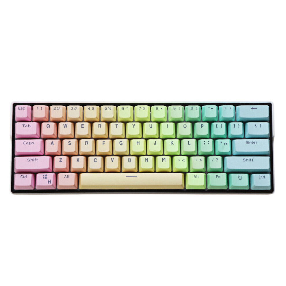 (Pink) 104 Keys Rainbow Color Keycap Set OEM Profile PBT Sublimation Transparent Keycaps for Mechanical Keyboards