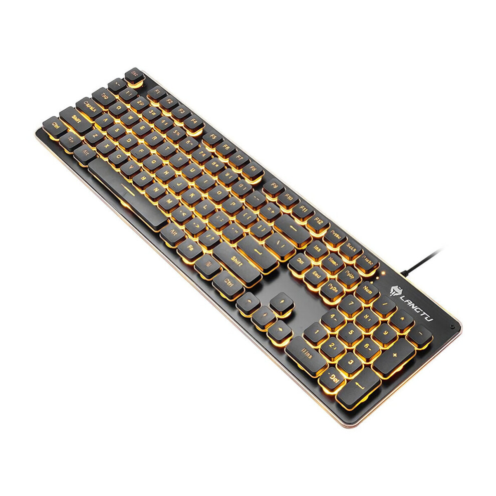 (black & yellow light) 104 Keys Mechanical Feeling Keyboard USB Wired Silent RGB Backlit Gaming Keyboard for Home Office