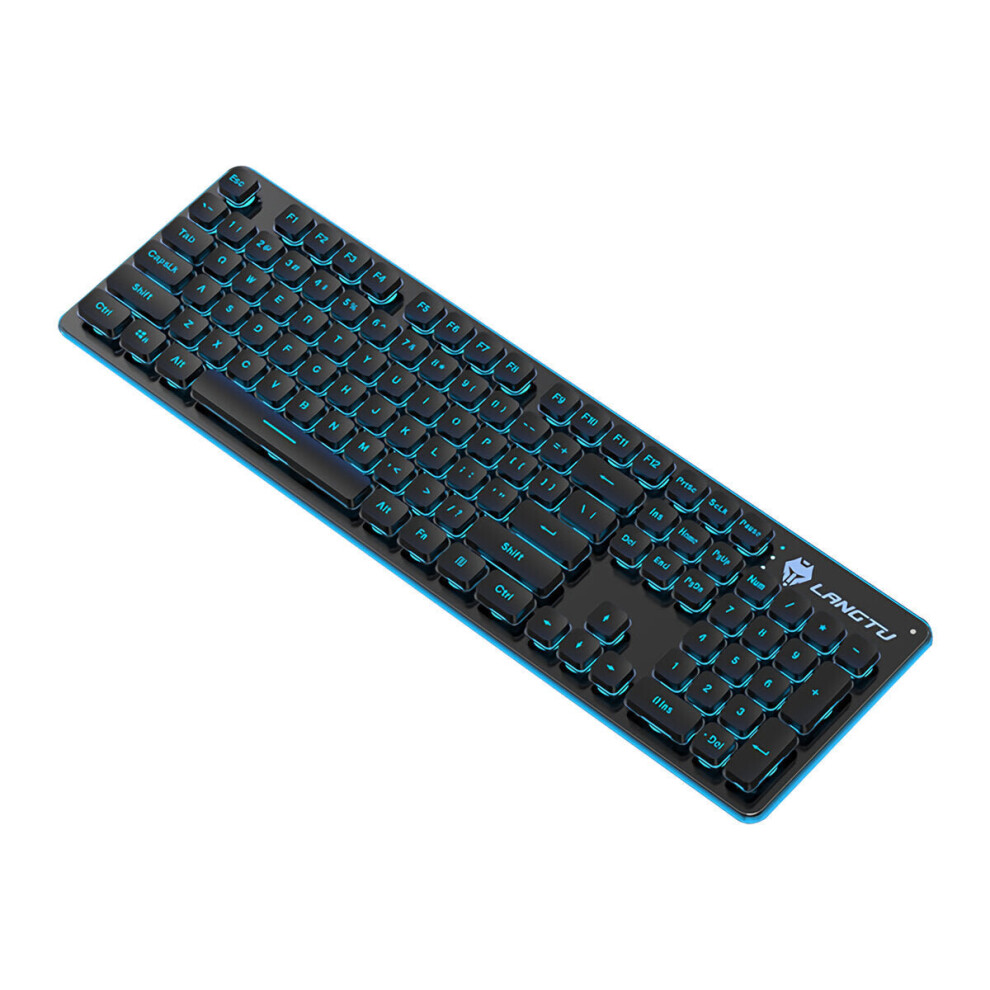 (black & blue light) 104 Keys Mechanical Feeling Keyboard USB Wired Silent RGB Backlit Gaming Keyboard for Home Office