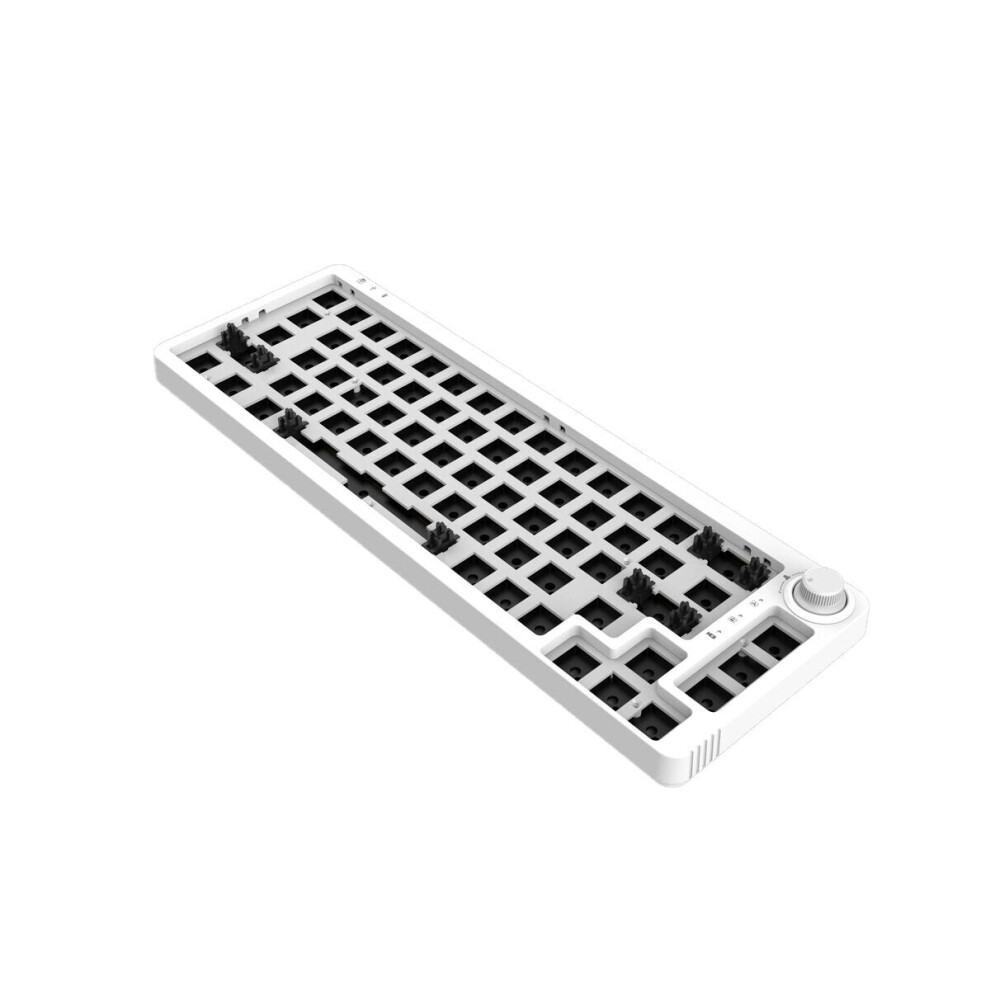 (White) 2.4GHz Customized 67 Keys Triple Mode RGB Hot Swappable Keyboard Kit With Rotate Button