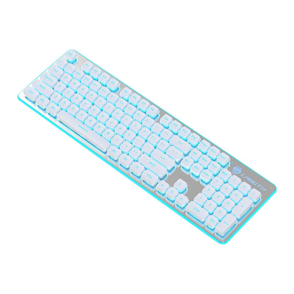 (white & blue light) 104 Keys Mechanical Feeling Keyboard USB Wired Silent RGB Backlit Gaming Keyboard for Home Office